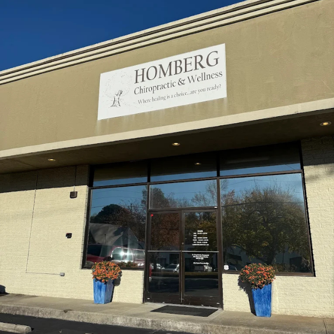 Exterior of Homberg Chiropractic Wellness clinic entrance.